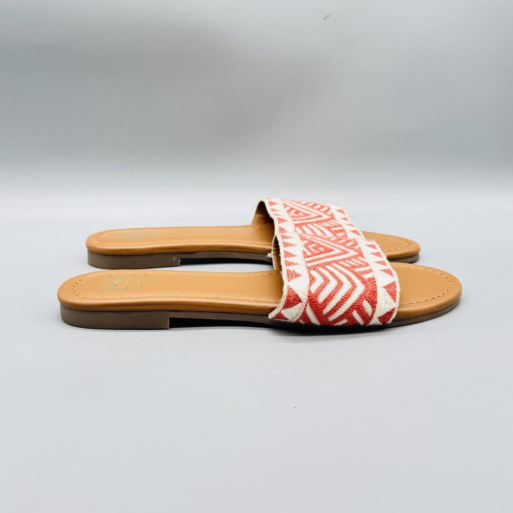 Haute Hippie Sandals Womens 8 Orange Brown Red Slide Geometric Flat Comfort